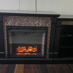 Electric Fireplace TV Stand – Heater + Beautiful Flame Effect (73")