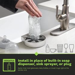 New! Brushed Nickel Glass Rinser Designed for Kitchen Sinks, Ideal for Washing Cups And Bottles, Including Baby Bottles