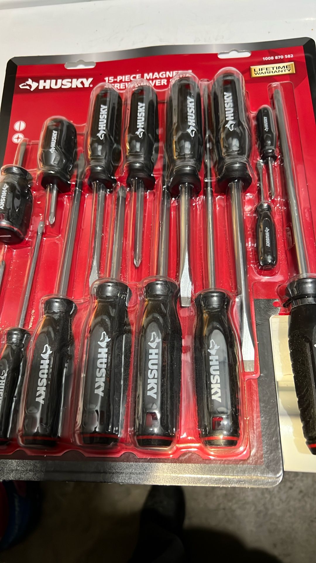 A Husky 15-Piece Phillips and Slotted Head Screwdriver Set