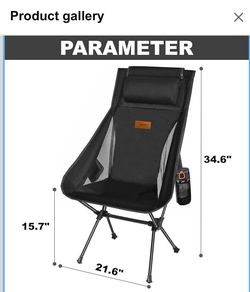 Camping Chair, Compact Backpacking Chair, Portable Folding Chair, Beach Chair with Side Pocket and headrest, Lightweight Hiking