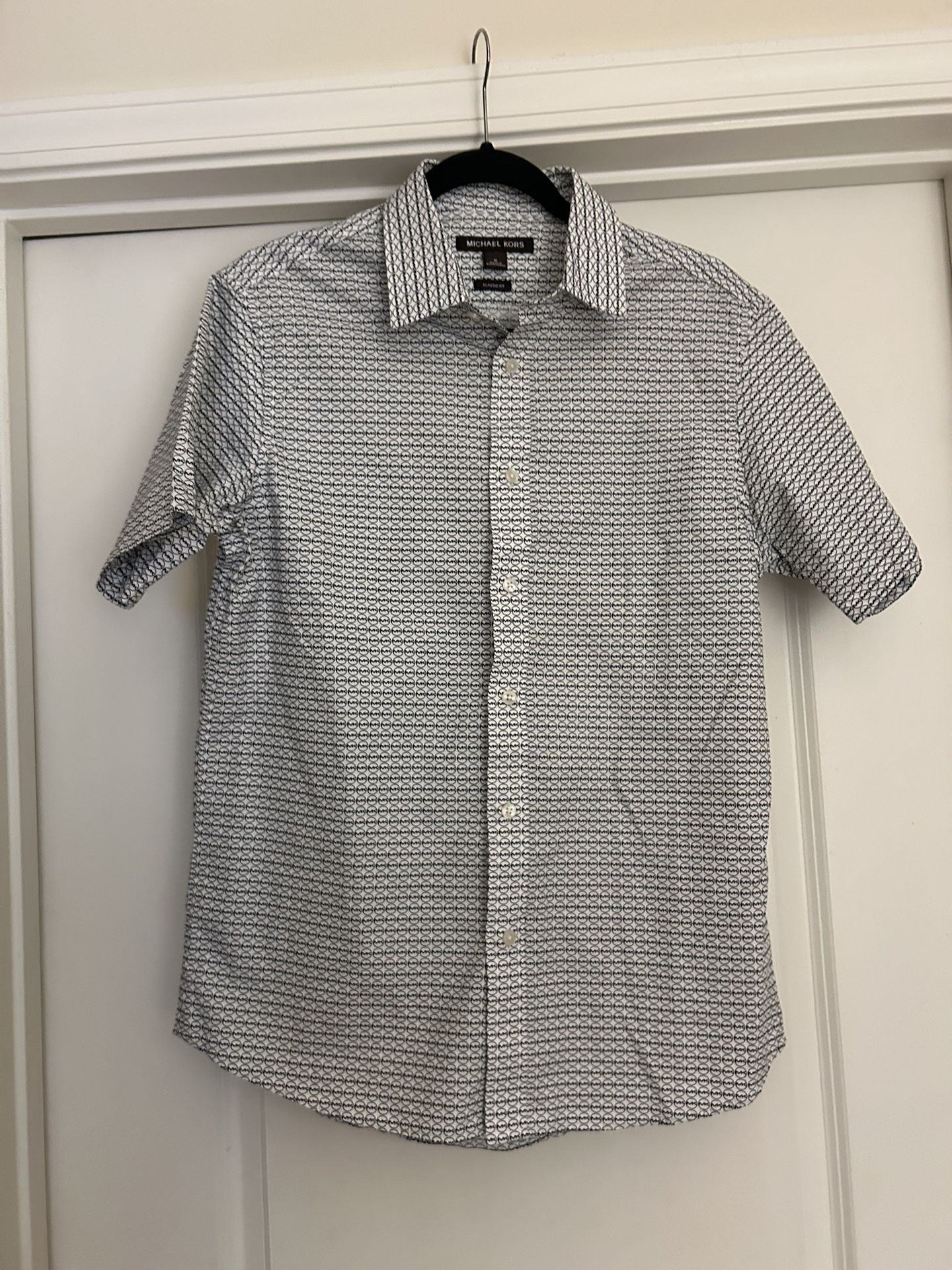 Michael Kors, Short Sleeve Shirt, Black/White, and Size Medium