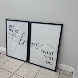 Large Modern Wall Art – “Do What You Love / Love What You Do” – Set of 2