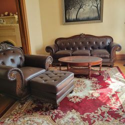 Leather Sofa and Armchair