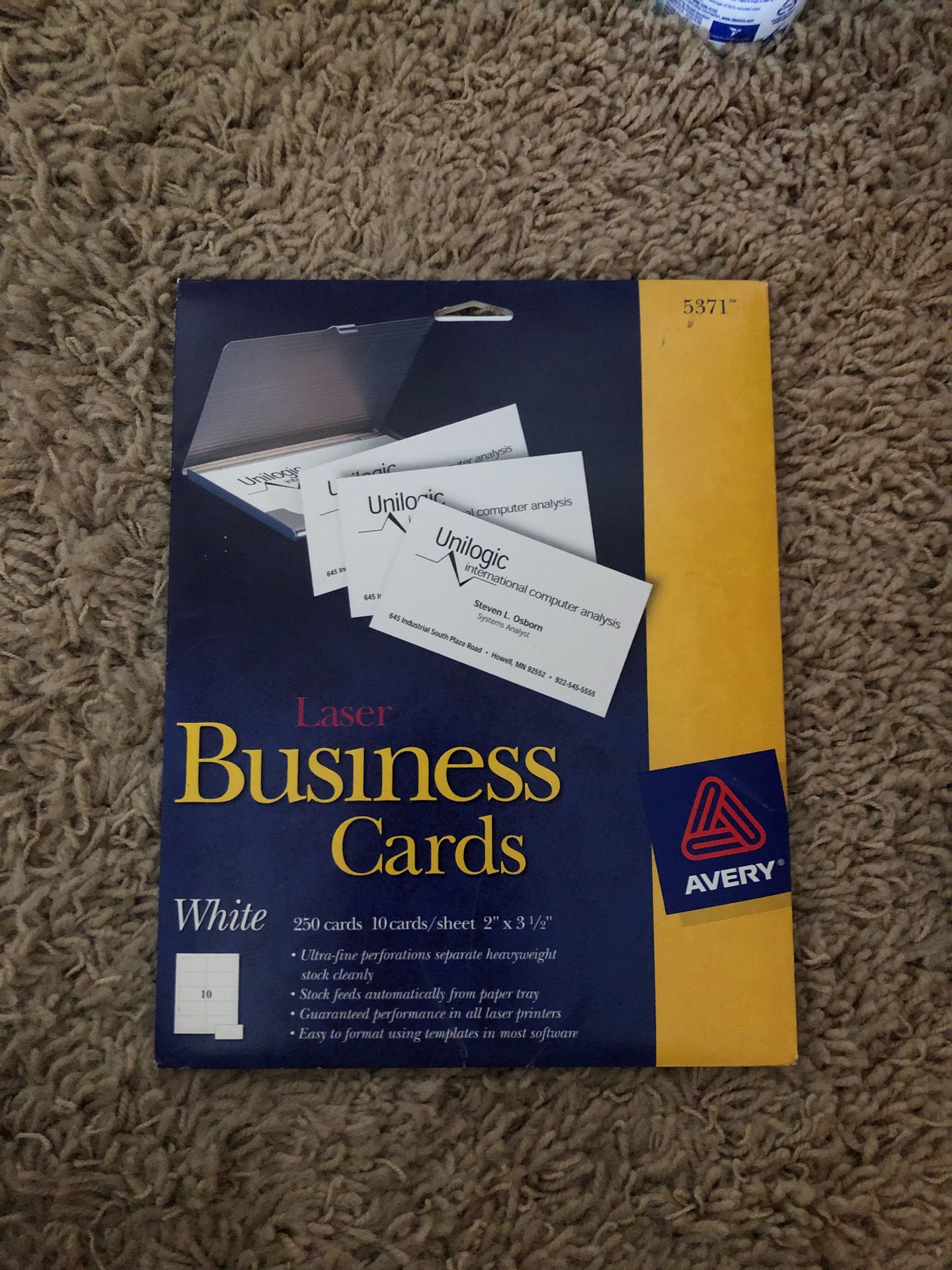 New Laser Business Cards White 250 cards 10 cards/sheets 2” x 3.5”