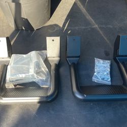 Pair Of Black Side Hoop Steps Compatible with Most Pickups and Suvs