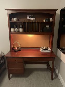 Thomasville Desk/hutch With Corkboard  (76” tall  x 2’ wide x 54” length) 