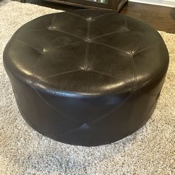 Espresso Brown Tufted Rolling Upholstered Coffee Table Ottoman 36”