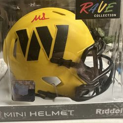 Mike Sainristil Signed Washington Commanders Riddell Rave Mini Helmet Beckett