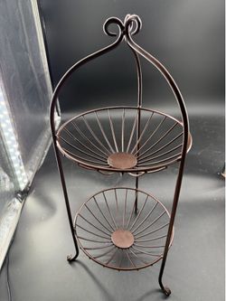 Two-Tier Metal Wire Basket Stand