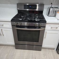 LG Black Stainless Steel Gas Stove Used 