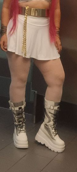Black white boots
