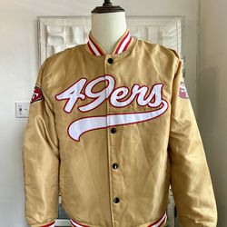 Ultra Game San Francisco 49ers NFL Retro Gold Bomber Jacket Men’s Size M NWT