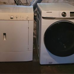 Samsung Front Loading Washer White + GE Front Loading Dryer White