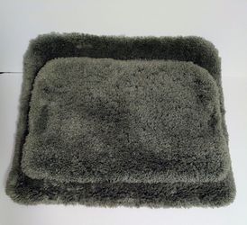 Bath Rug Mat Olive Gray Plush Microfiber Bath Mat Set