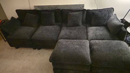 Brand new sofa set U shaped double chaise, grey color