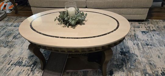 Living Room Coffee Table & End Tables set - Italian Marble Top, heavy metal base - $100