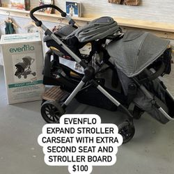 Evenflo Xpand Stroller With Extra Seat And Car seat And Glider Board