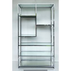 1970’s Chrome Book Display Shelves D.I.A CHROME AND GLASS ÉTAGÉRE