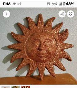 Handmade Glitter Ceramic Sun Face Garden Art