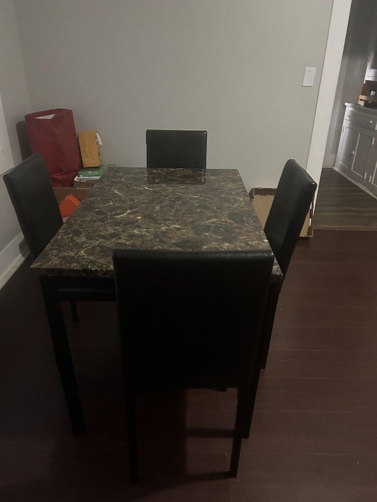 5 PC MARBLE TOP DINETTE SET