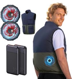 JIAE Cooling Vest with 2 pcs Battery Pack, 3 Fan Modes Air Conditioner Clothes for Construction, Outdoor Work & Activity