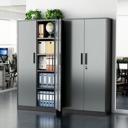 Metal Storage Cabinet with Lock, Steel Cabinets with 2 Doors and 4 Adjustable Shelves,Lockable Steel Storage for Home Office, Garage, Warehouse (Black