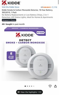 Kidde 30CUD10 Smoke & Carbon Monoxide Detector. BRAND NEW!