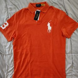 Ralph Lauren Polo Orange Big Pony Logo Shirt Size Medium NWT 