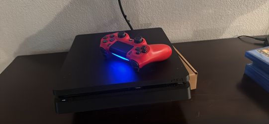 Sony PS4 Slim Console with Red DualShock Controller