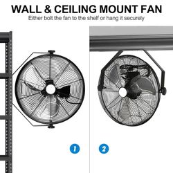 14-Inch Outdoor Wall-Mount Fan – 3,000 CFM High-Velocity, IPX4 Waterproof – Patio, Garage, Workshop