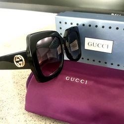 New Gucci GG0083s Oversized Square Women Black Sunglasses