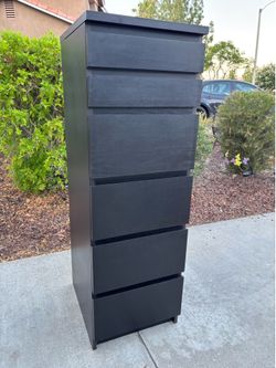 Black Modern 6 Drawer Dresser Chest of Drawers Vanity Furniture Great Condition