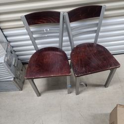 2 Chairs Solid Sturdy Wood And Steel