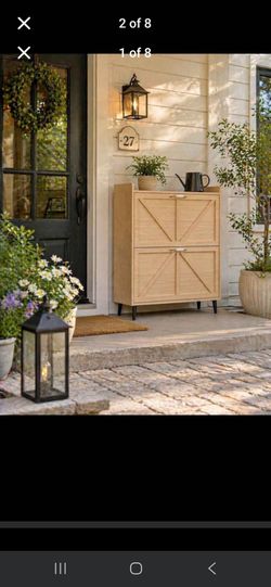 Brand new. 
Metal Shoe Cabinet  with 2 Flip Drawers, Freestanding Shoe Storage Cabinet for Entryway, Farmhouse Shoe Organizer Cabinets with Legs, Narr
