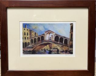 Rialto Bridge in Venice, Italy Signed Framed Print