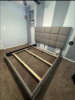 King size bed frame gray