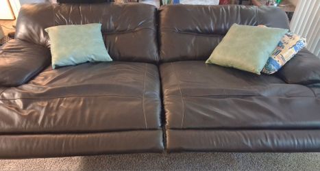 Dark Brown Leather Two-Seat Sofa