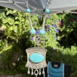 Silver Necklace with Turquoise Accents