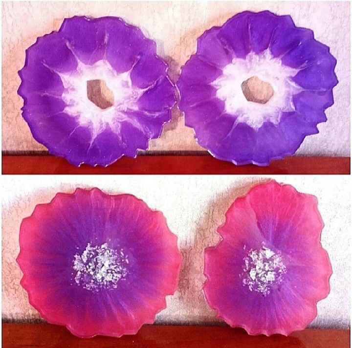 Pink and purple geode resin coasters set of 4 candle coasters new handmade gifts