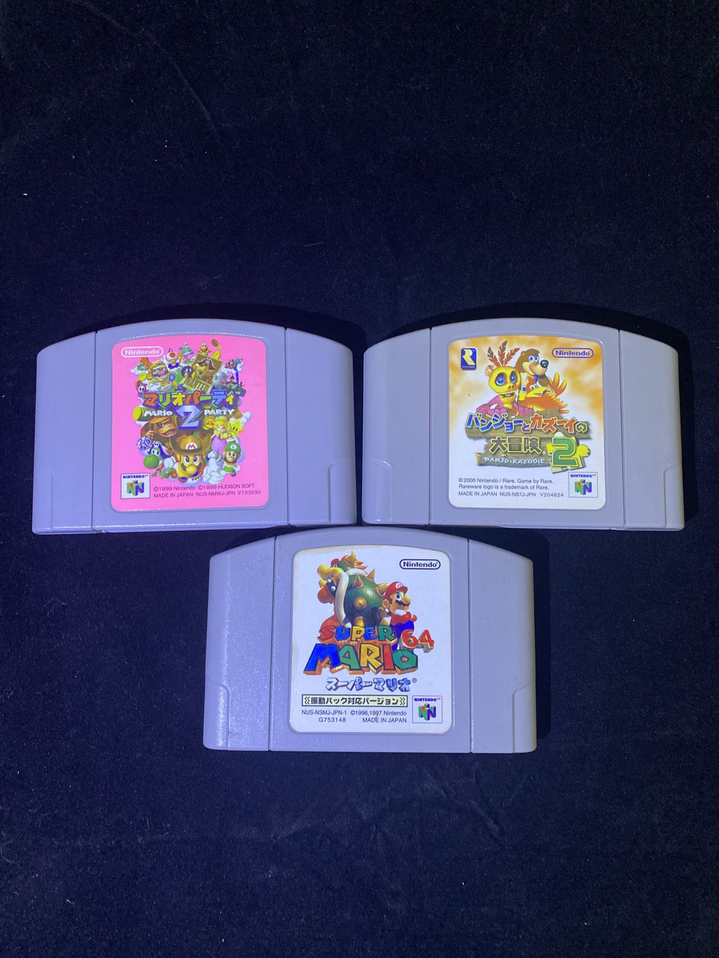 Nintendo 64 N64 Super Mario 64, Banjo Kazooie 2, Mario Party 2 Japanese Versions Video Games