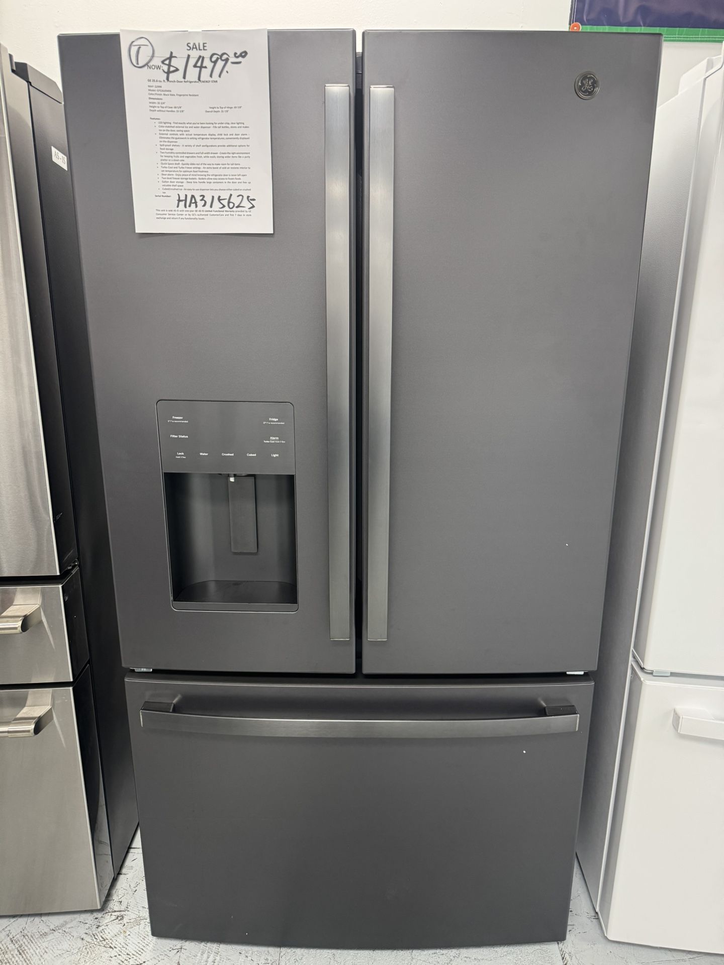 Black Slate French Door Refrigerator With One Year Manufacture Warranty
