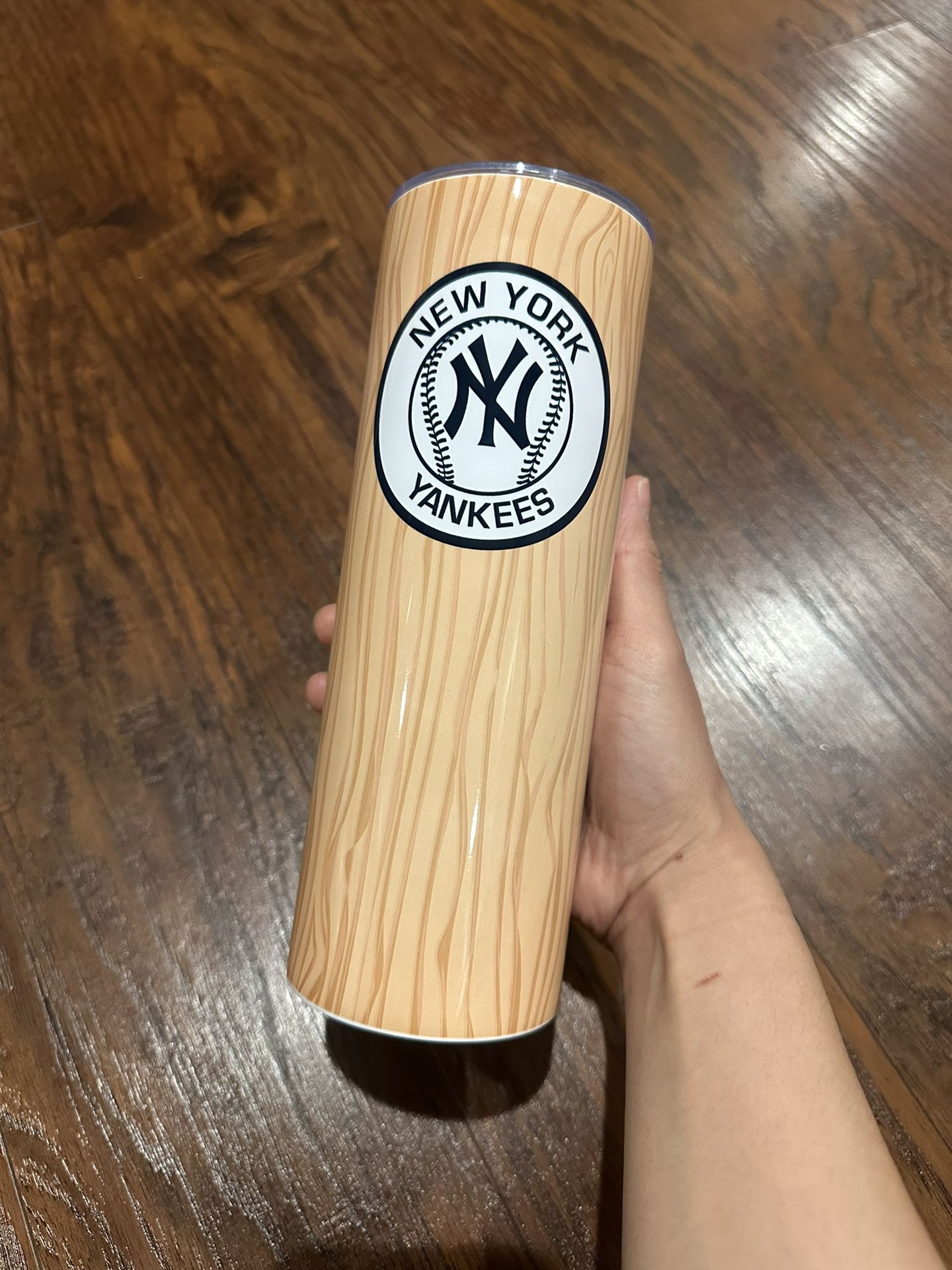 Custom 20oz New York NY Yankees Baseball Bat Print Stainless Steel Skinny Tumbler
