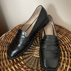 Black Textured flat Dress Shoes