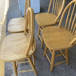 4 Solid Wood Swivel Chairs 48” High 