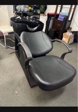 In Box!! Shampoo Chair with ABS Bowl (plastic), gel neck rest, Black, Faux leather, Weight Capacity 450 Ibs, Product weight: 62 Ibs