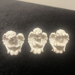 Three Mini White Ceramic Angels for Individual Gifts or All for Someone Special Together for Valentine’s Day