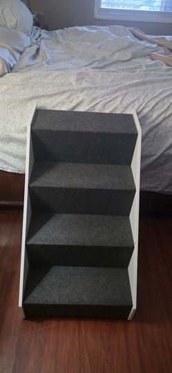 Dog Stairs with Nonslip Carpet - 4 Step Pet Stairs for Beds and Couches - Easily Adjustable -