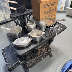 Vintage mini cast-iron stove set