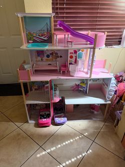 Large Wooden Dollhouse with Furniture and Accessories