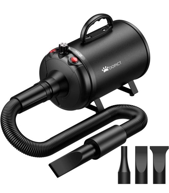 Pet Dryer, 5.0HP/2800W Pet Grooming with Adjustable Speed and Temperature Control Dog Blow Dryer, Pet Hair Dryer with 3 Nozzle